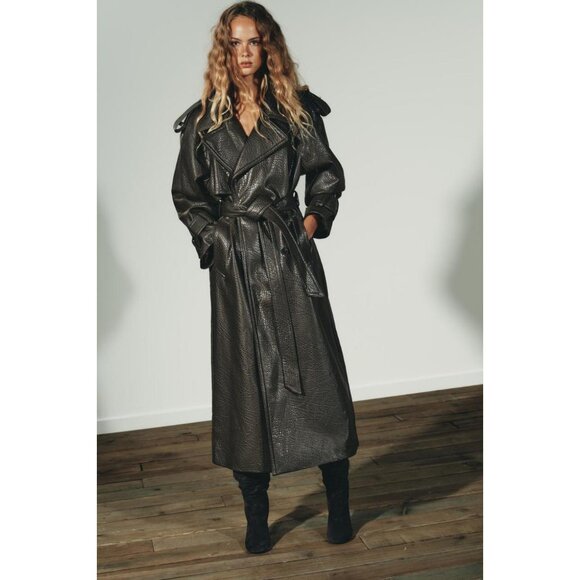 ZARA FAUX LEATHER COAT - Picture 3 of 9